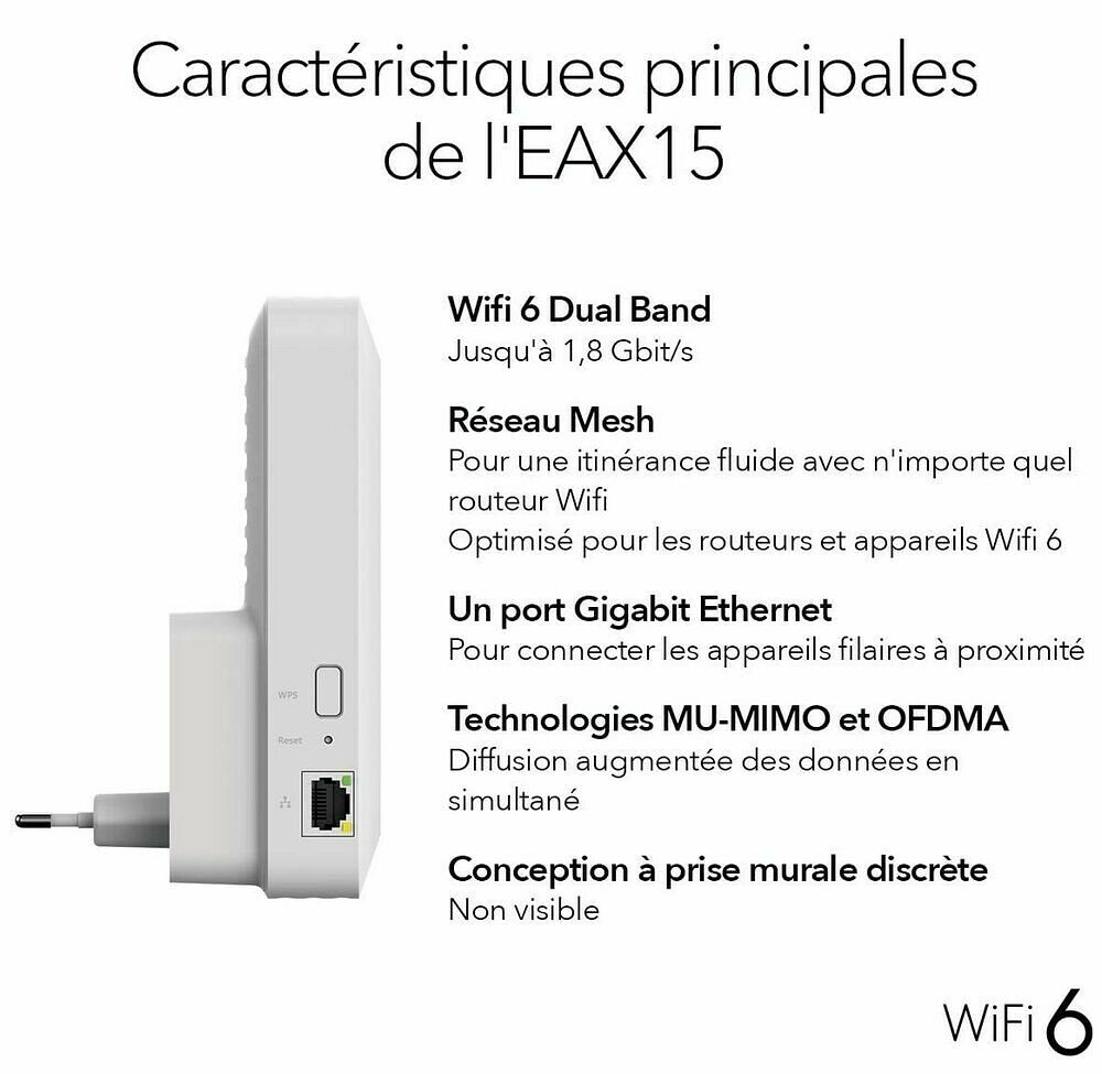 Netgear Répéteur WiFi-Mesh EAX15-100PES