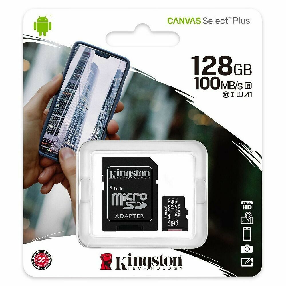 Carte MÃ©moire Micro SDXC Kingston Select Plus, 128 Go, Classe 10 + Adaptateur SD (image:5)