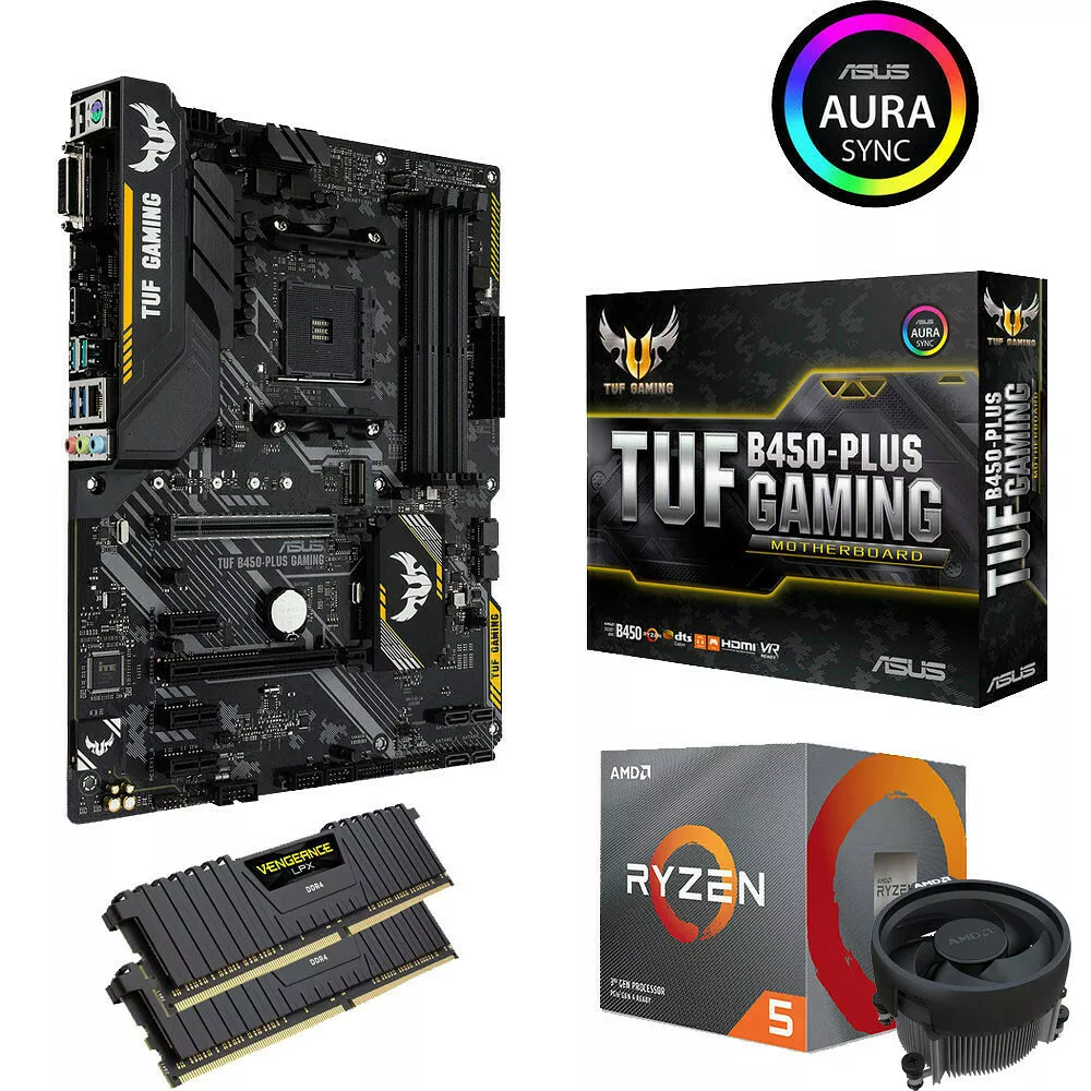 Ryzen 5 3500 + B450-F + DDR4 8×4 32gbセット Kit évo Ryzen 5 3600X (3.8 GHz) + Asus TUF B450 PLUS GAMING + 16