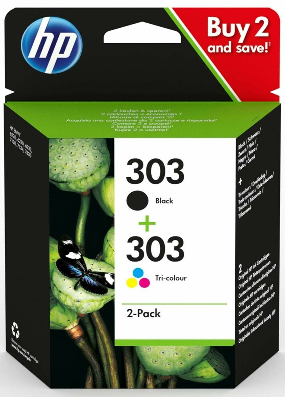 HP 301 - Pack de 2 - noir, couleur (cyan, magenta, jaune) - original - cartouche  d'encre - Cartouche d'encre - Achat & prix