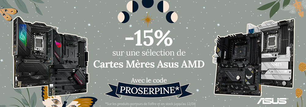 15% sélection de cartes mères Asus AMD - Proserpine