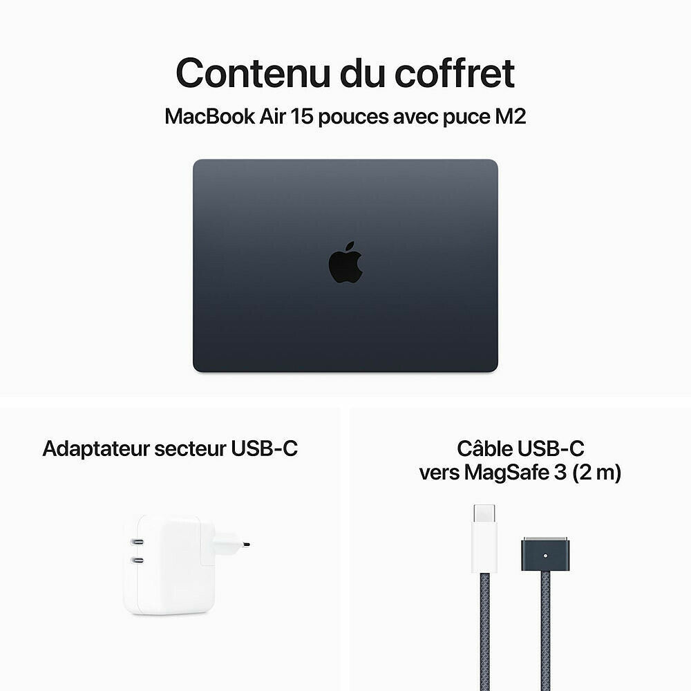 Apple MacBook Air M2 15 (2023) - Minuit - 16 Go / 1 To (70W) - PC