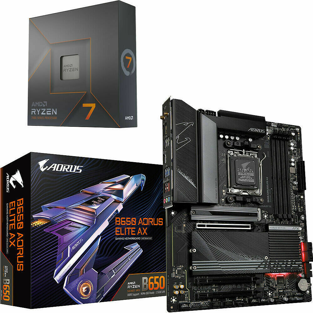 Duo AMD Ryzen 7 7700X + Gigabyte B650 AORUS ELITE AX (image:1)