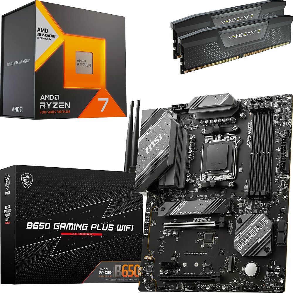 Kit Ã©vo Ryzen 7 7800X3D + B650 GAMING PLUS WIFI + 32 Go (image:1)