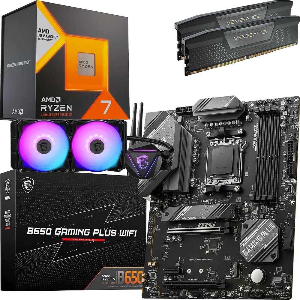 Kit Ã©vo Ryzen 7 7800X3D + B650 GAMING PLUS WIFI + 240R V2 + 32 Go (image:1)