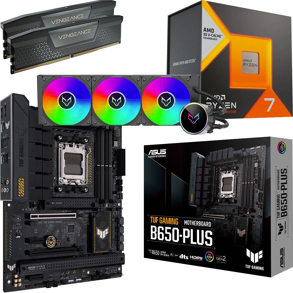 Kit Ã©vo Ryzen 7 7800X3D + TUF B650-PLUS + XT360 ARGB + 32 Go (image:1)