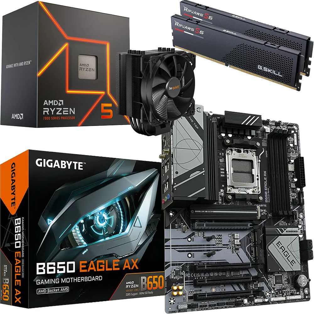 Kit Ã©vo Ryzen 5 7600 + B650 EAGLE AX + Pure Rock 2 + 32 Go (image:1)