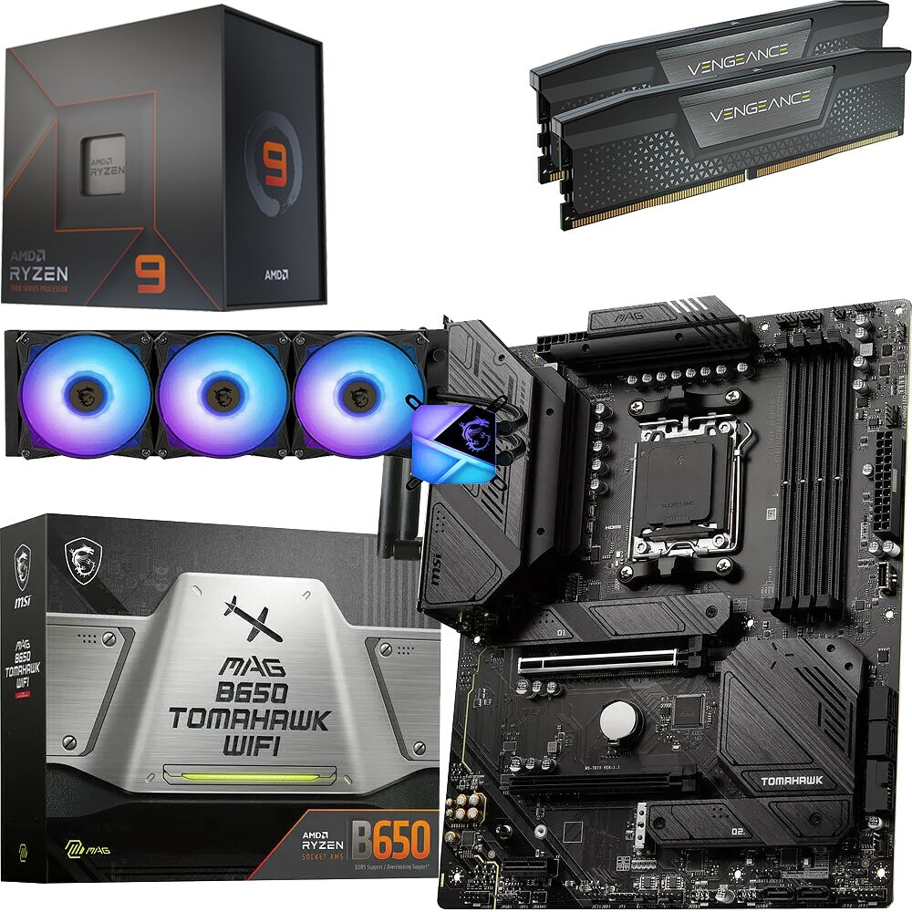 Kit Ã©vo Ryzen 9 7900X + B650 Tomahawk WIFI + C360 + 32 Go (image:1)