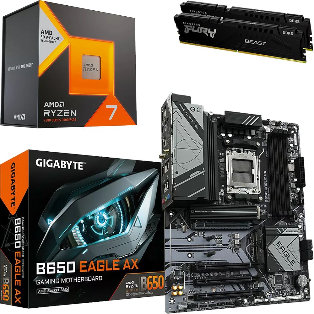 Kit Ã©vo Ryzen 7 7800X3D + B650 EAGLE AX + 32 Go (image:1)