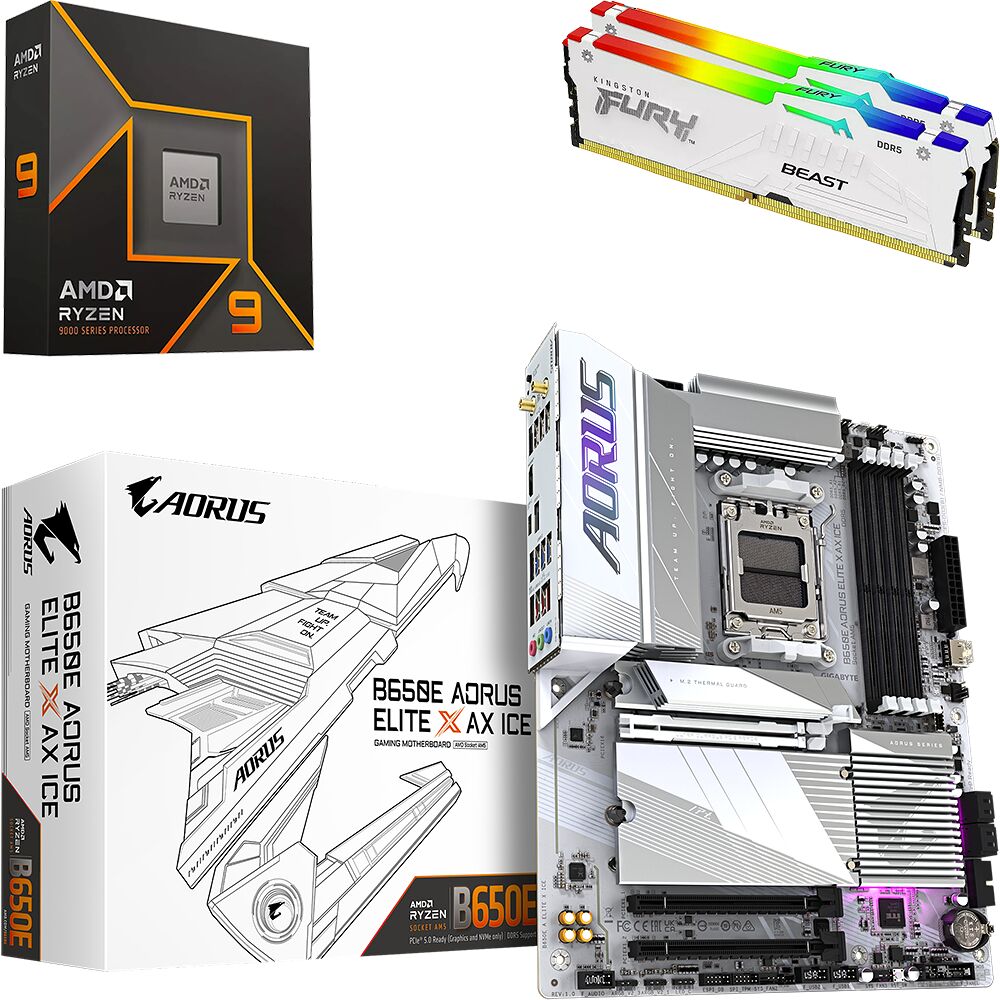 Kit Ã©vo Ryzen 9 9900X + B650E A ELITE X AX ICE + 64 Go (image:1)