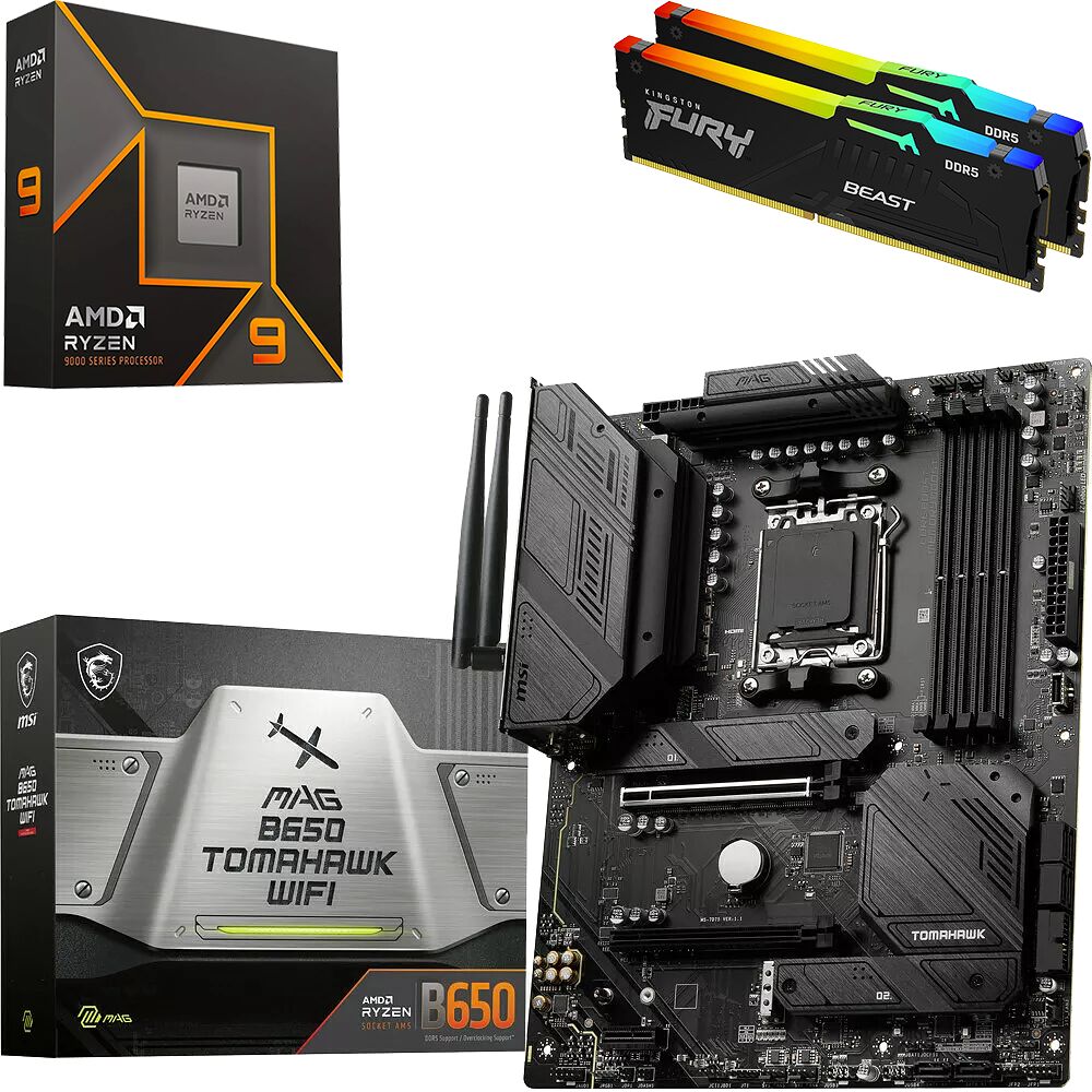 Kit Ã©vo Ryzen 9 9950X + MAG B650 Tomahawk WIFI + 64 Go (image:1)