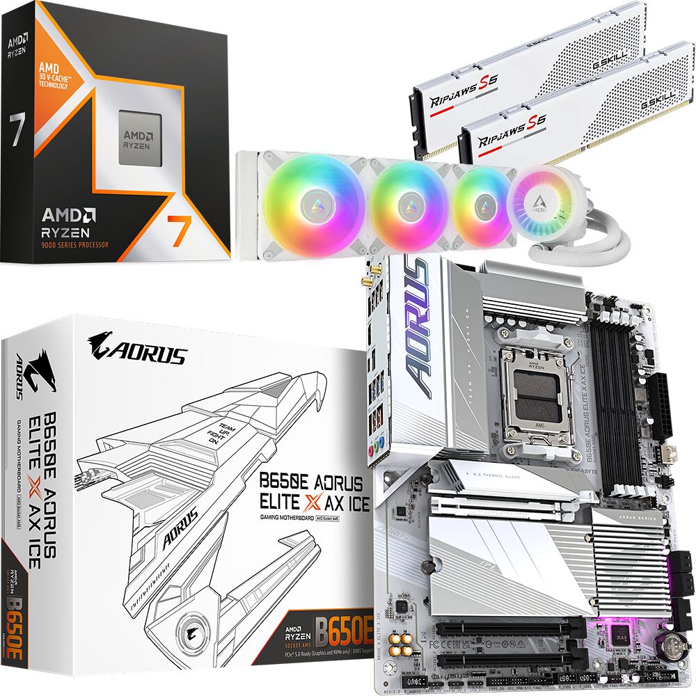 Kit Ã©vo Ryzen 7 9800X3D + B650E A ELITE X AX ICE + Liquid Freezer III 360 + 32Go (image:1)