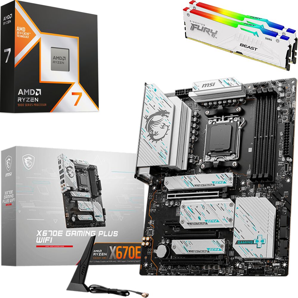 Kit Ã©vo Ryzen 7 9800X3D + X670E GAMING PLUS WIFI + 64 Go (image:1)