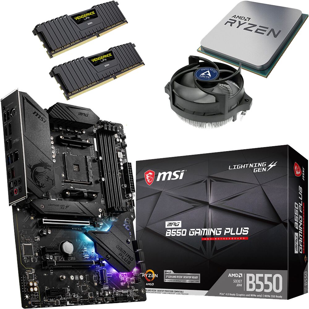 Kit Ã©vo Ryzen 5 5500 (Tray) + B550 Gaming Plus + 32 Go (image:1)