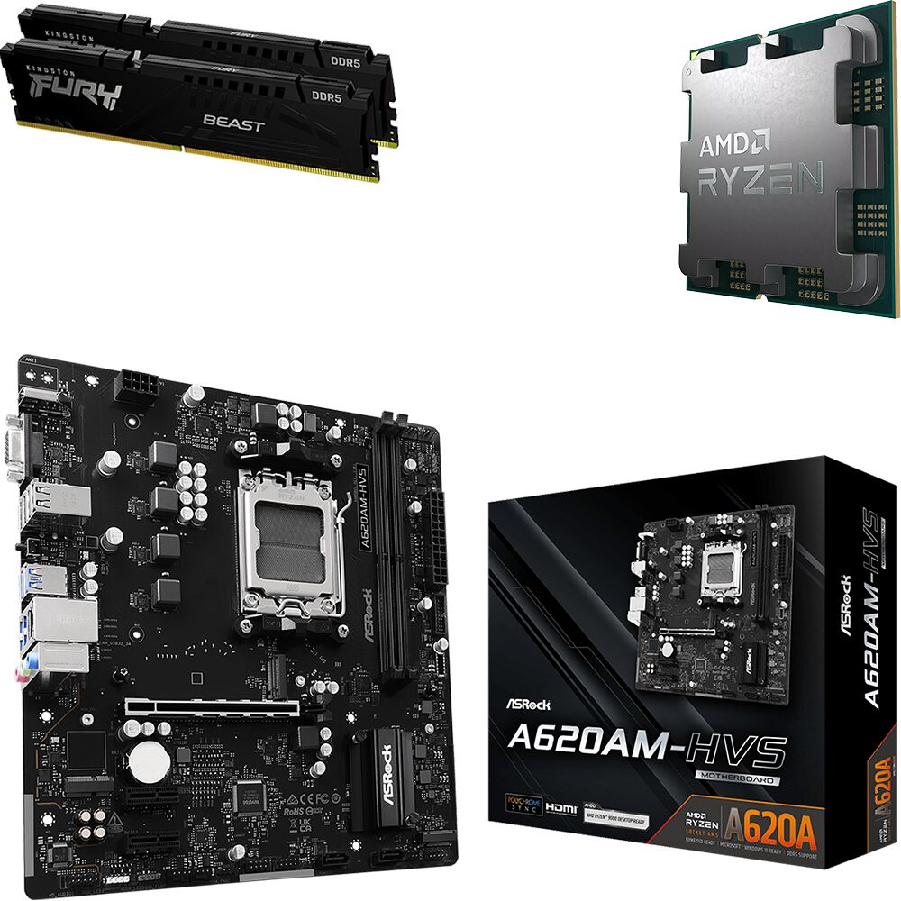 Kit évo Ryzen 5 7500F (Tray) + A620AM-HVS + 32 Go (image:1)