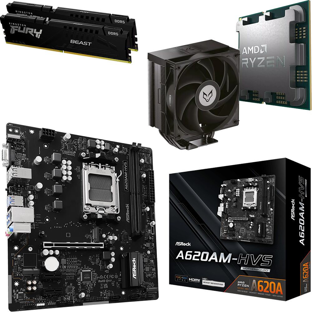 Kit évo Ryzen 5 7500F (Tray) + A620AM-HVS + GT120 + 32 Go (image:1)