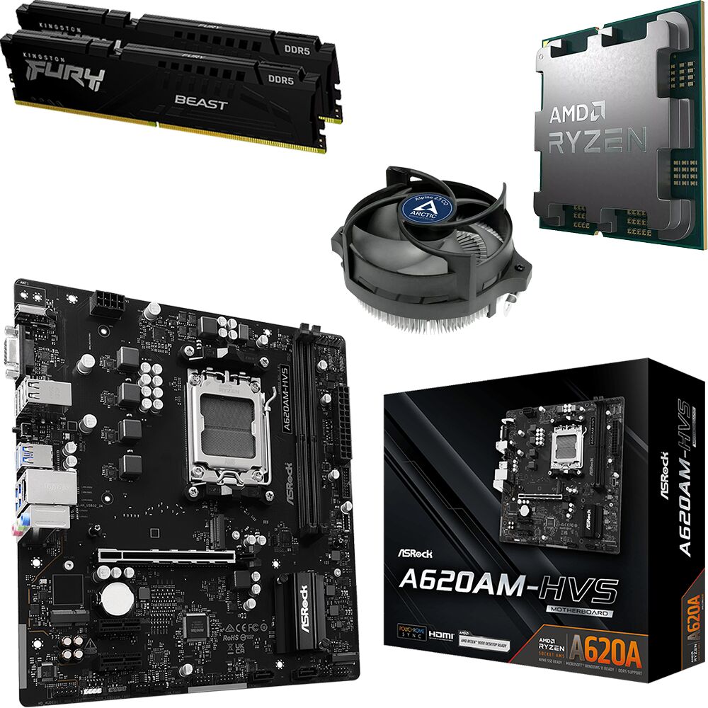 Kit Ã©vo Ryzen 5 8400F (Tray) + A620AM-HVS + Alpine 23 CO + 32 Go (image:1)