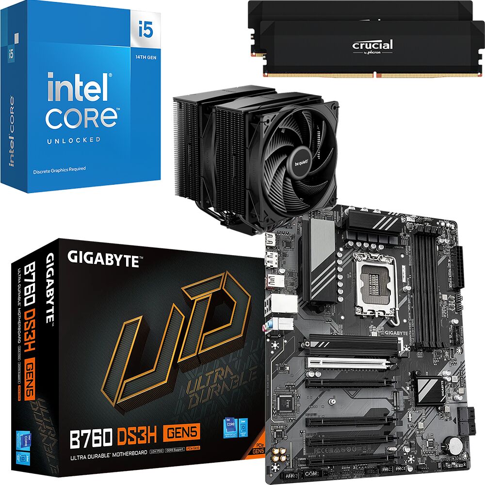 Kit évo Core i5-14600KF + B760 DS3H GEN5 + Pure Rock Pro 3 Black + 32 Go (image:1)