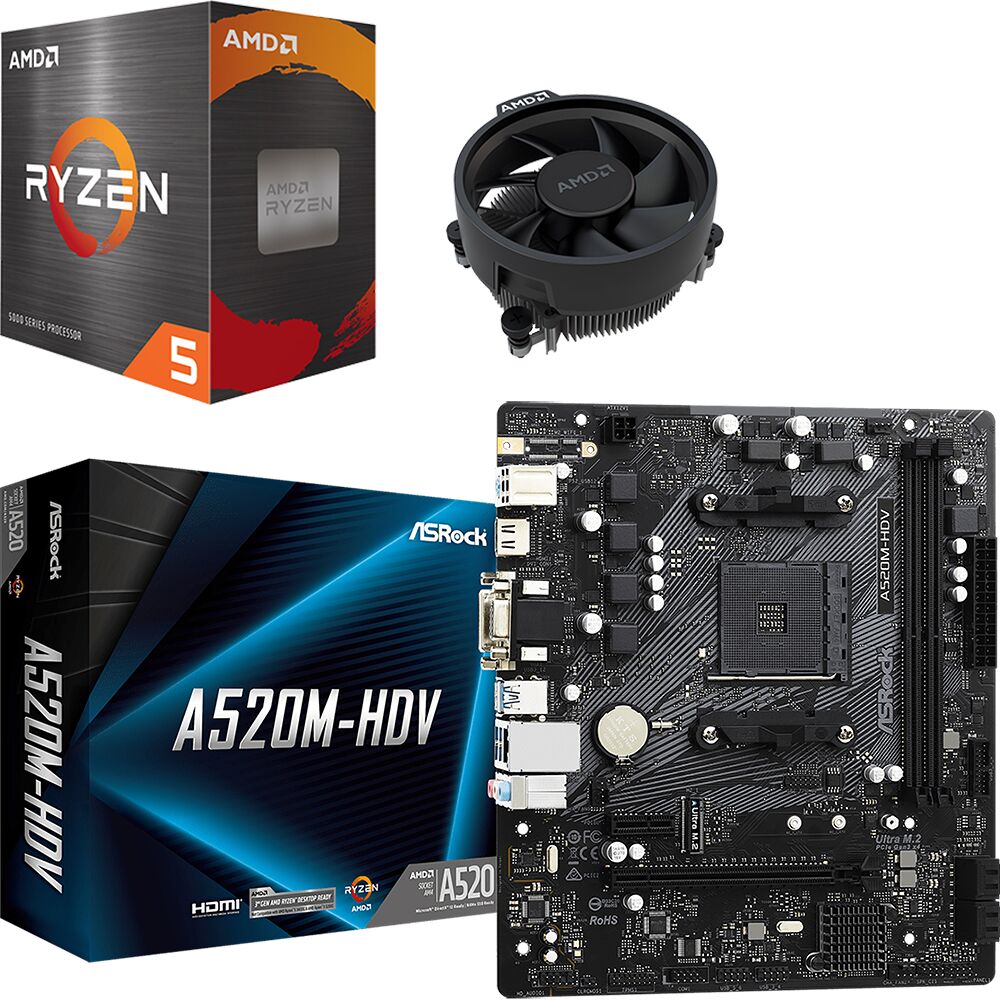 Duo AMD Ryzen 5 5500 + ASRock A520M-HDV (image:1)