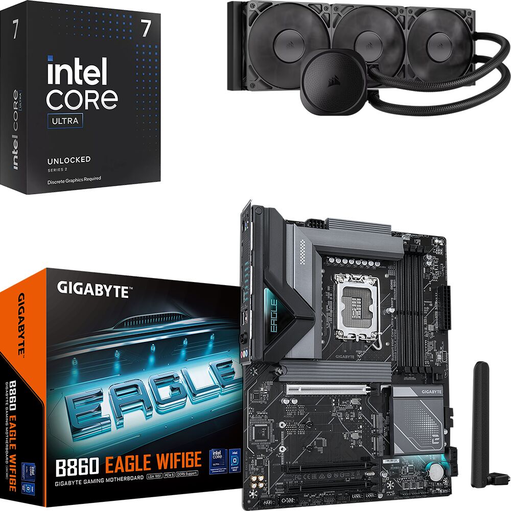 Trio Intel Core Ultra 7 265KF + GIGABYTE B860 EAGLE WIFI6E + Nautilus RS 360 (image:1)