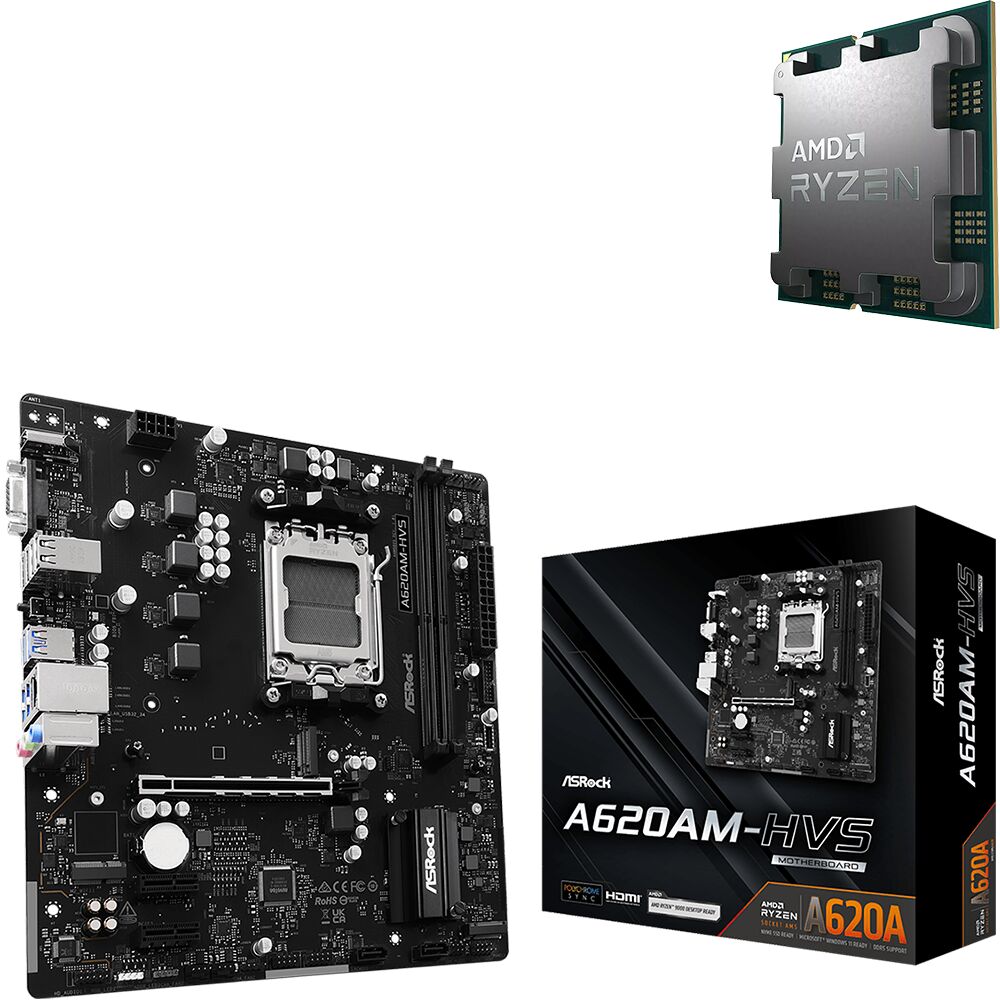 Duo AMD Ryzen 5 8400F (Tray) + ASRock A620AM-HVS (image:1)