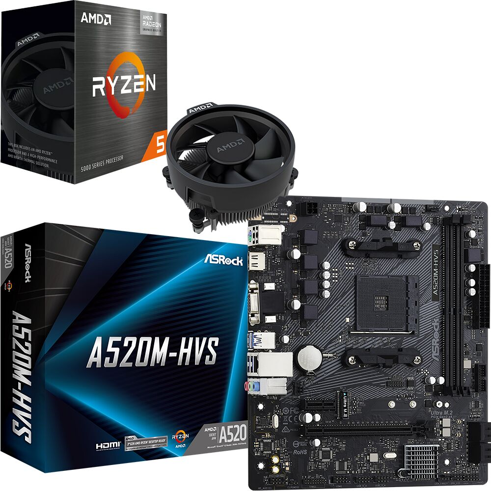 Duo AMD Ryzen 5 5600GT + ASRock A520M-HVS (image:1)