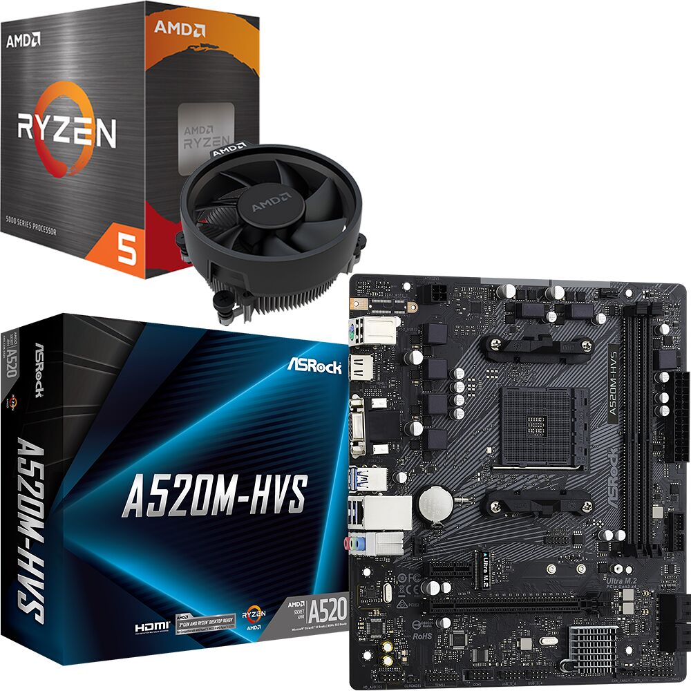Duo AMD Ryzen 5 5500 + ASRock A520M-HVS (image:1)