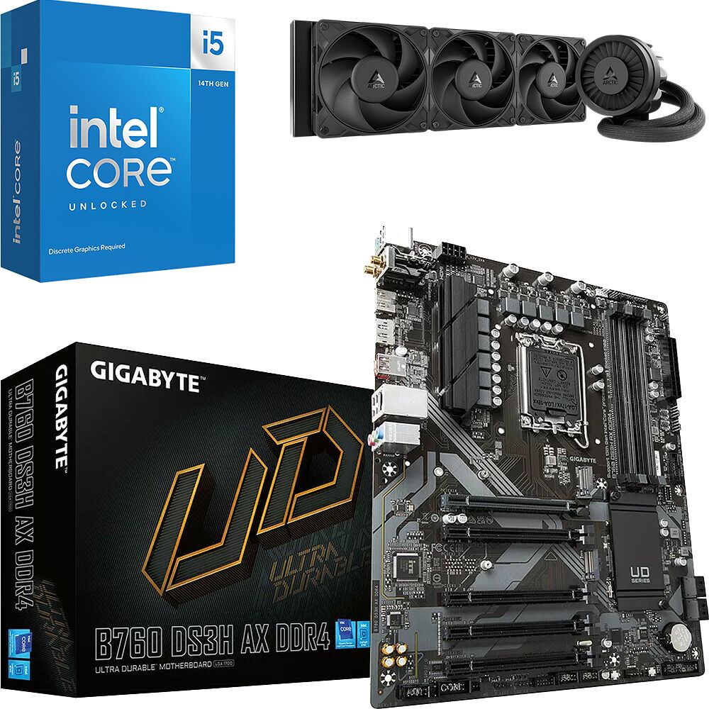 Trio Intel Core i5-14600KF + GIGABYTE B760 DS3H AX DDR4 + Freezer III Pro 360 (image:1)