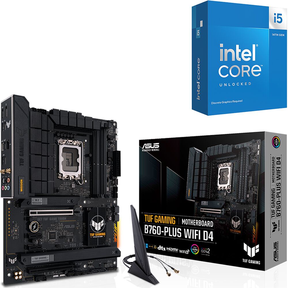 Duo Intel Core i5-14600KF + ASUS TUF GAMING B760-PLUS WIFI DDR4 (image:1)