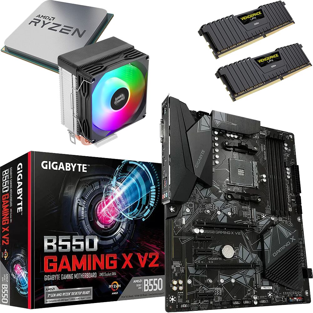 Kit Ã©vo Ryzen 5 5500 (Tray) + B550 Gaming X V2 + MCPU-X2 + 32 Go (image:1)