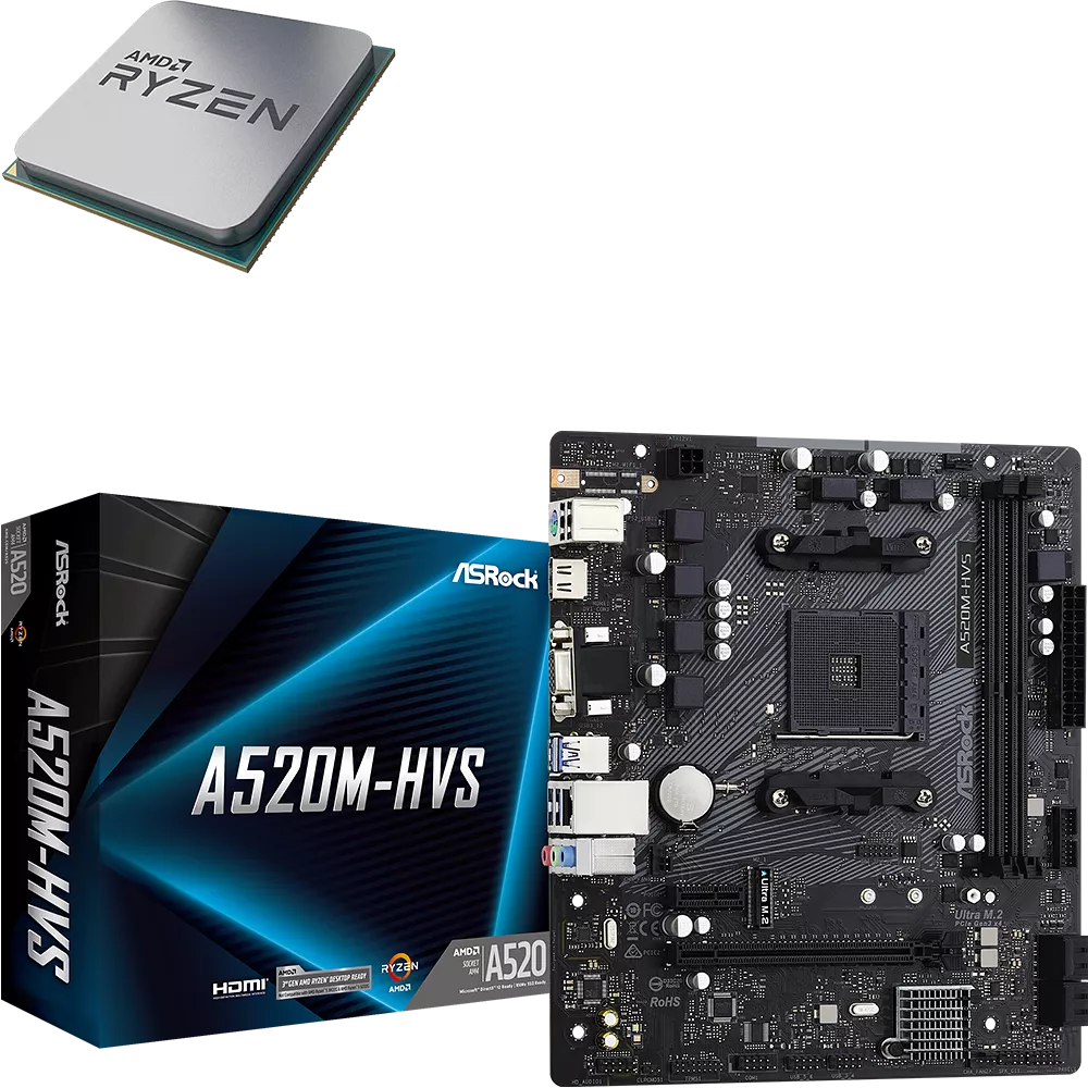 Duo AMD Ryzen 7 5700X (Tray) + A520M-HVS - Kit d'évolution - Top Achat