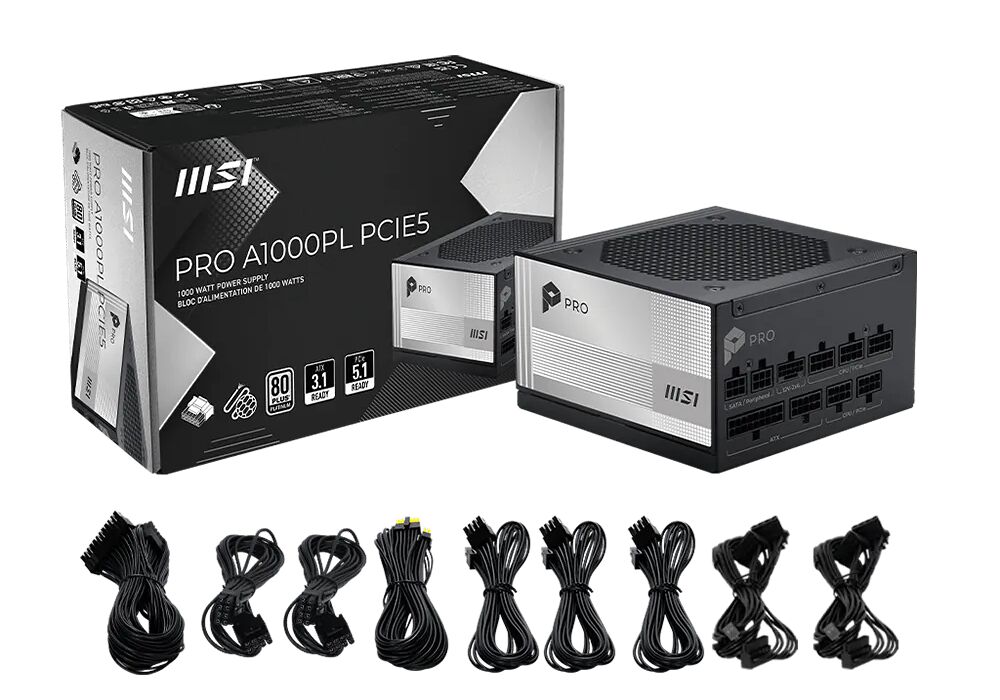 MSI PRO A1000PL PCIE5 - 1000W (image:1)