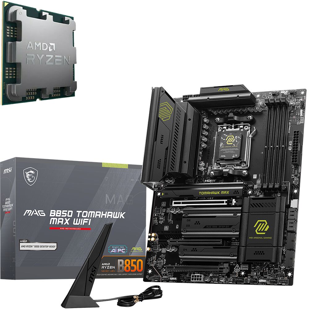 Duo AMD Ryzen 7 9800X3D (Tray) + MSI MAG B850 TOMAHAWK MAX WIFI (image:1)