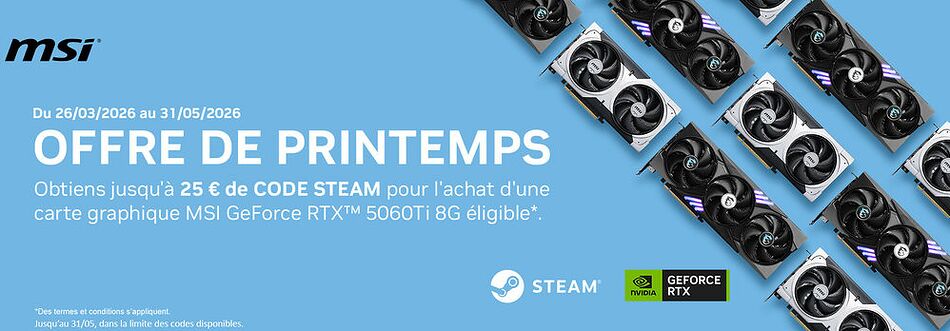 20€ de crédit Steam offerts par MSI !