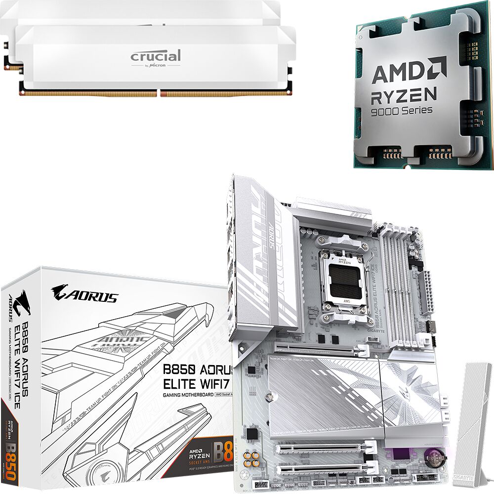 Kit Ã©vo Ryzen 7 9850X3D (Tray) + B850 AORUS ELITE WIFI7 ICE + 32 Go (image:1)
