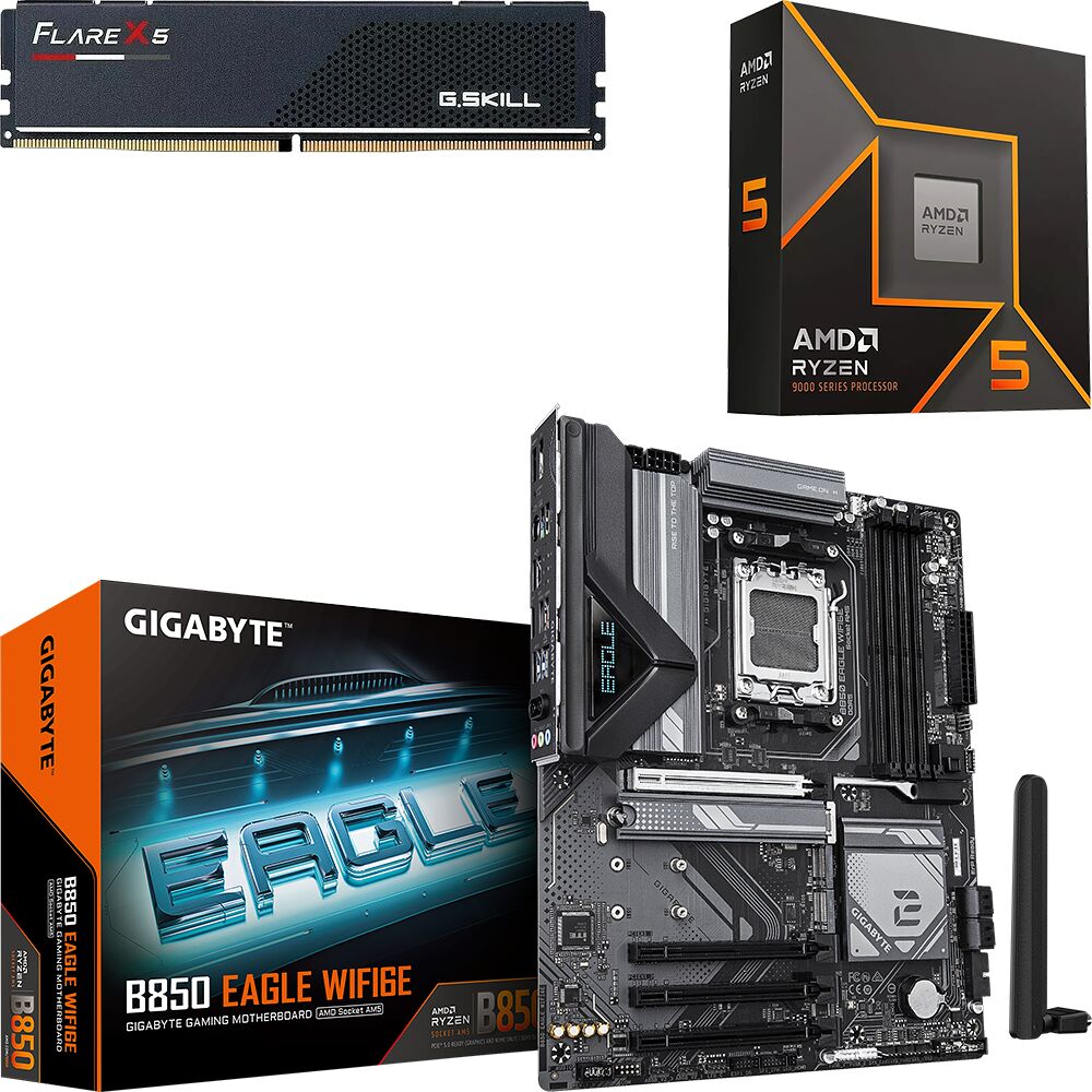 Kit Ã©vo Ryzen 5 9600X + B850 EAGLE WIFI6E + 16 Go (image:1)