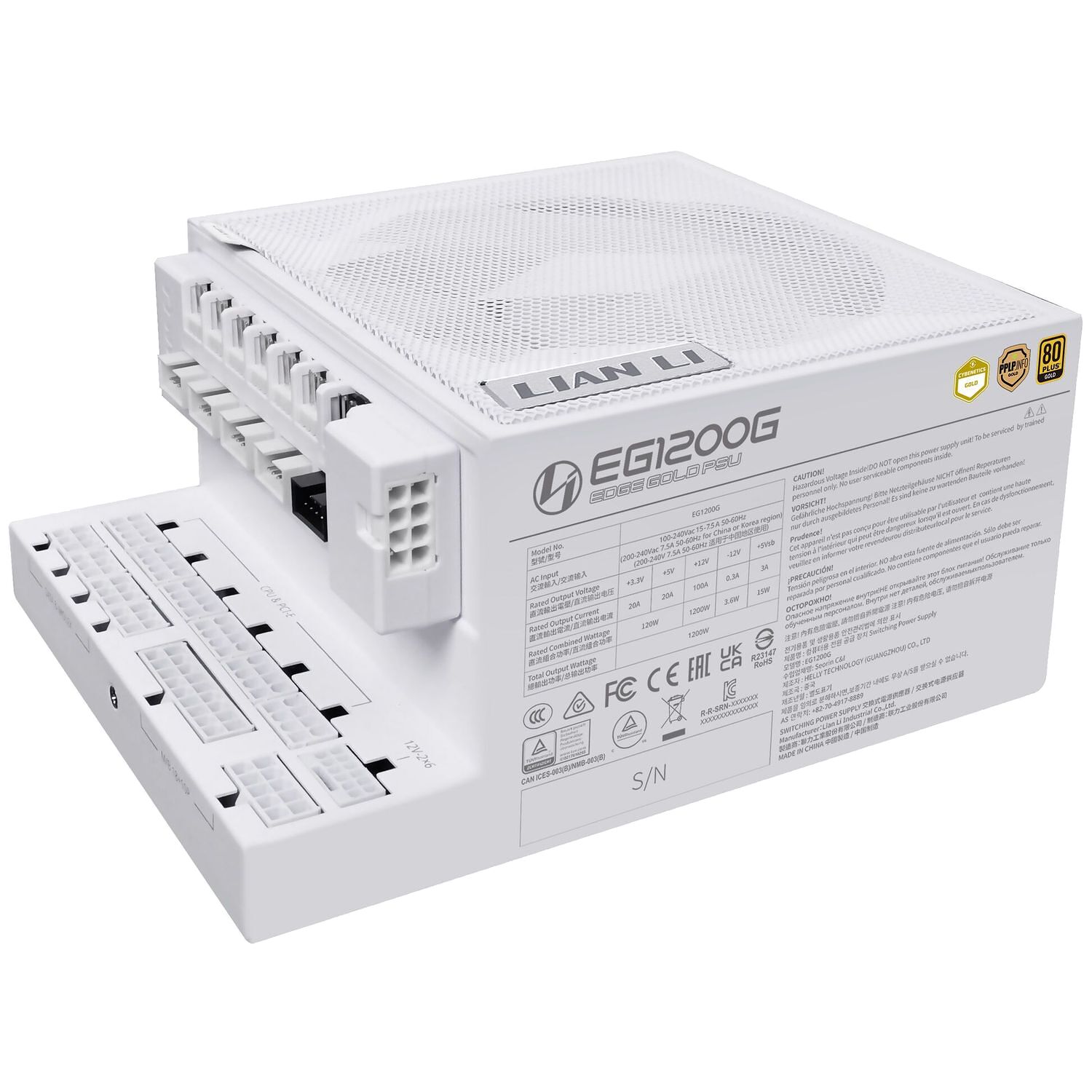 Lian Li Edge Gold Blanc - 1200W (Hub USB inclus)