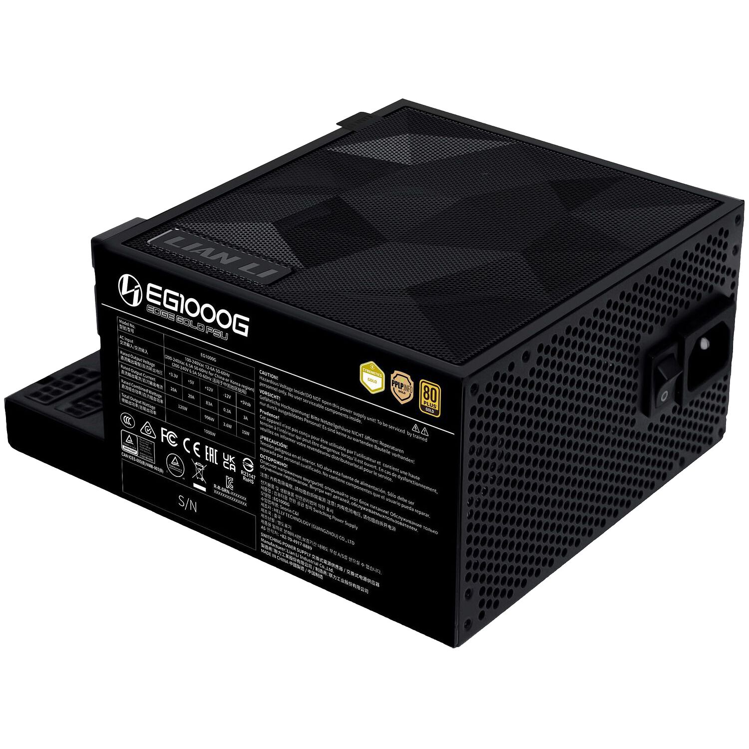 Lian Li Edge Gold Noir - 1000W (Hub USB inclus)