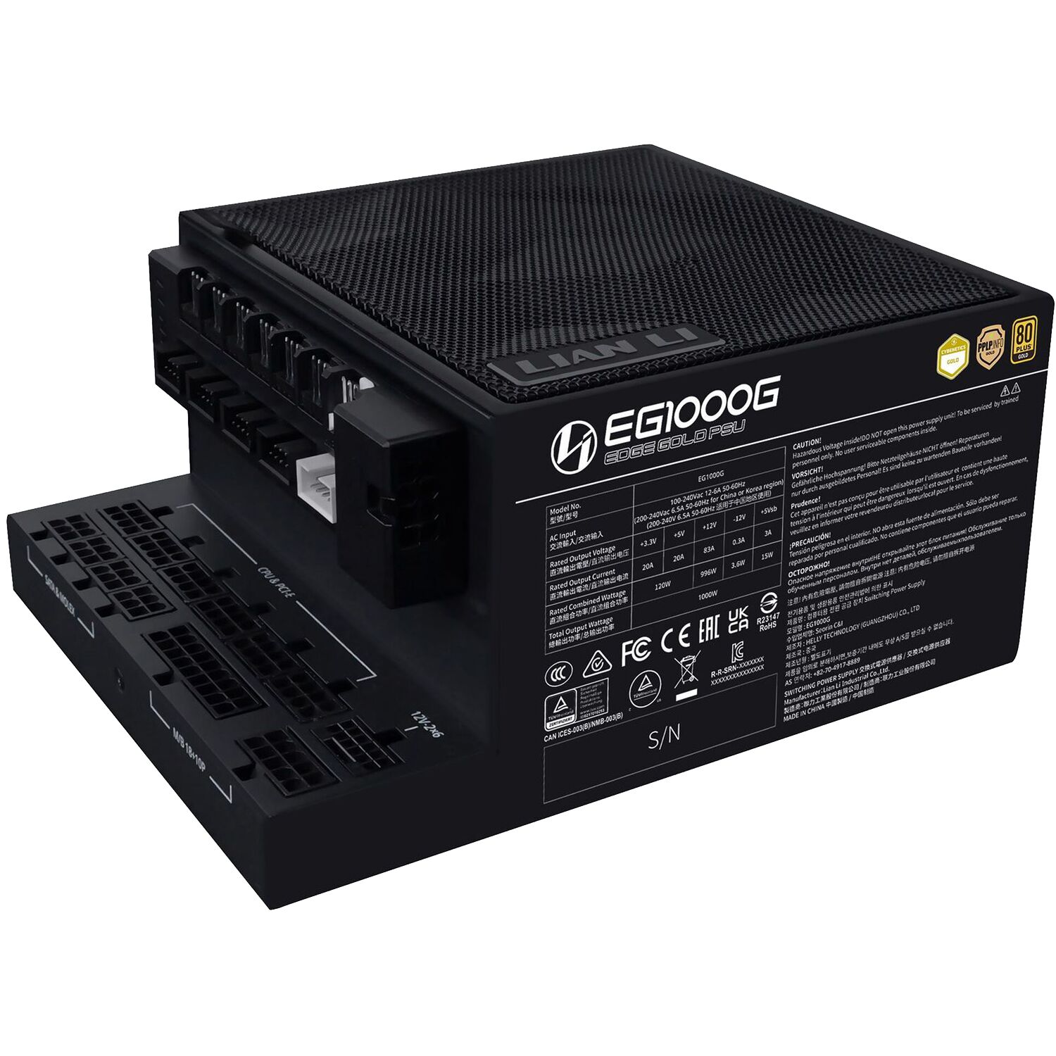 Lian Li Edge Gold Noir - 1000W (Hub USB inclus)