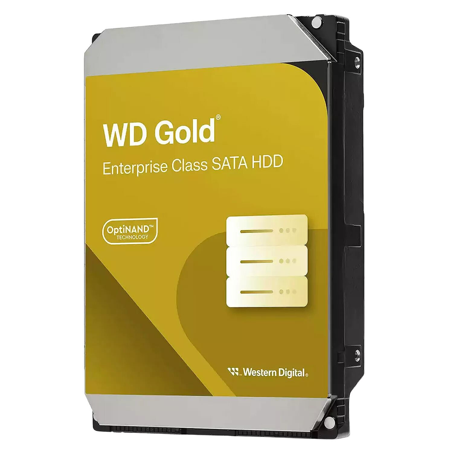 Disque dur interne Western Digital Gold de classe entreprise avec technologie OptiNAND, format SATA.