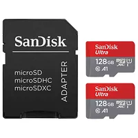 SanDisk Ultra microSD UHS I U1 128 Go 140 Mo s x2 Adaptateur SD
