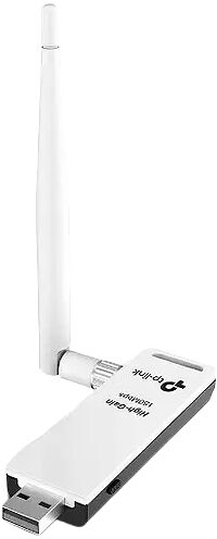 Adaptateur Wi-Fi USB TP-Link blanc avec une antenne haute performance pour une connexion réseau stable.