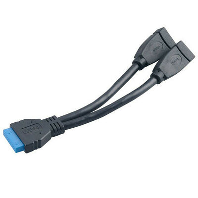 Câble adaptateur USB 3.0 interne vers 2 x USB 3.0 externe Akasa - 15 cm