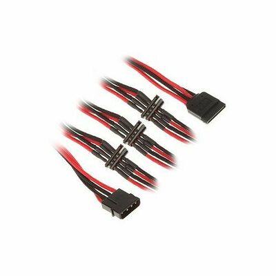 Câble gainé Molex vers 4 x  SATA BitFenix Alchemy - 20 cm- Rouge/Noir