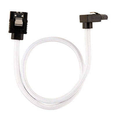 Câble SATA gainé (connecteur coudé) à verrouillage Corsair - 30 cm - Blanc