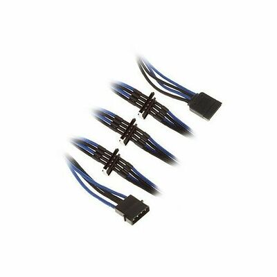 Câble gainé Molex vers 4 x alimentation SATA BitFenix Alchemy, 20 cm, Bleu/Noir