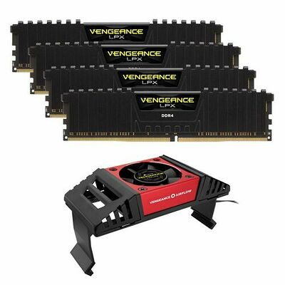 DDR4 Corsair Vengeance LPX, Noir, 4 x 4 Go, 3200 MHz, CAS 16 + Ventilateur