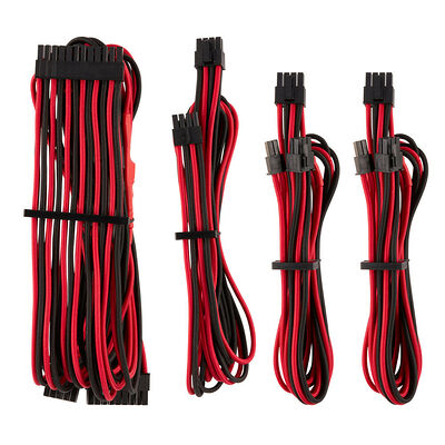 Kit de câbles Corsair Starter gainés - Rouge/Noir