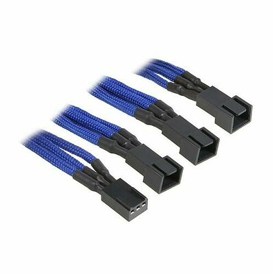 Câble adaptateur gainé 3 vers 3x3 broches BitFenix Alchemy - 60 cm - Bleu/Noir