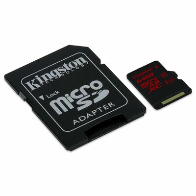 Carte Mémoire Micro SDXC Kingston SDCA3, 64 Go, Classe U3 + Adaptateur SD
